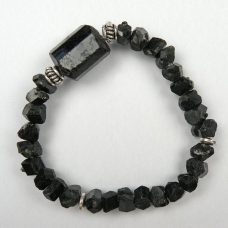 ARTICULOS REGALO:PULS. ELAST. TURMALINA NEGRA +PLATA HOMBRE 